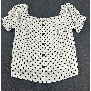 Jessy B‎ White Pok A Dot Blouse off shoulder Womens Size 2XL